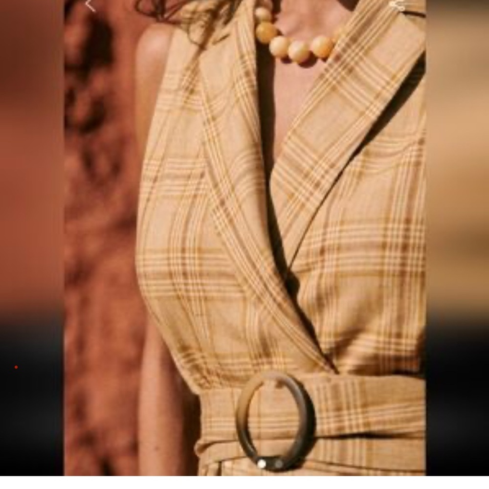 Sezane Plaid Tan Vest
